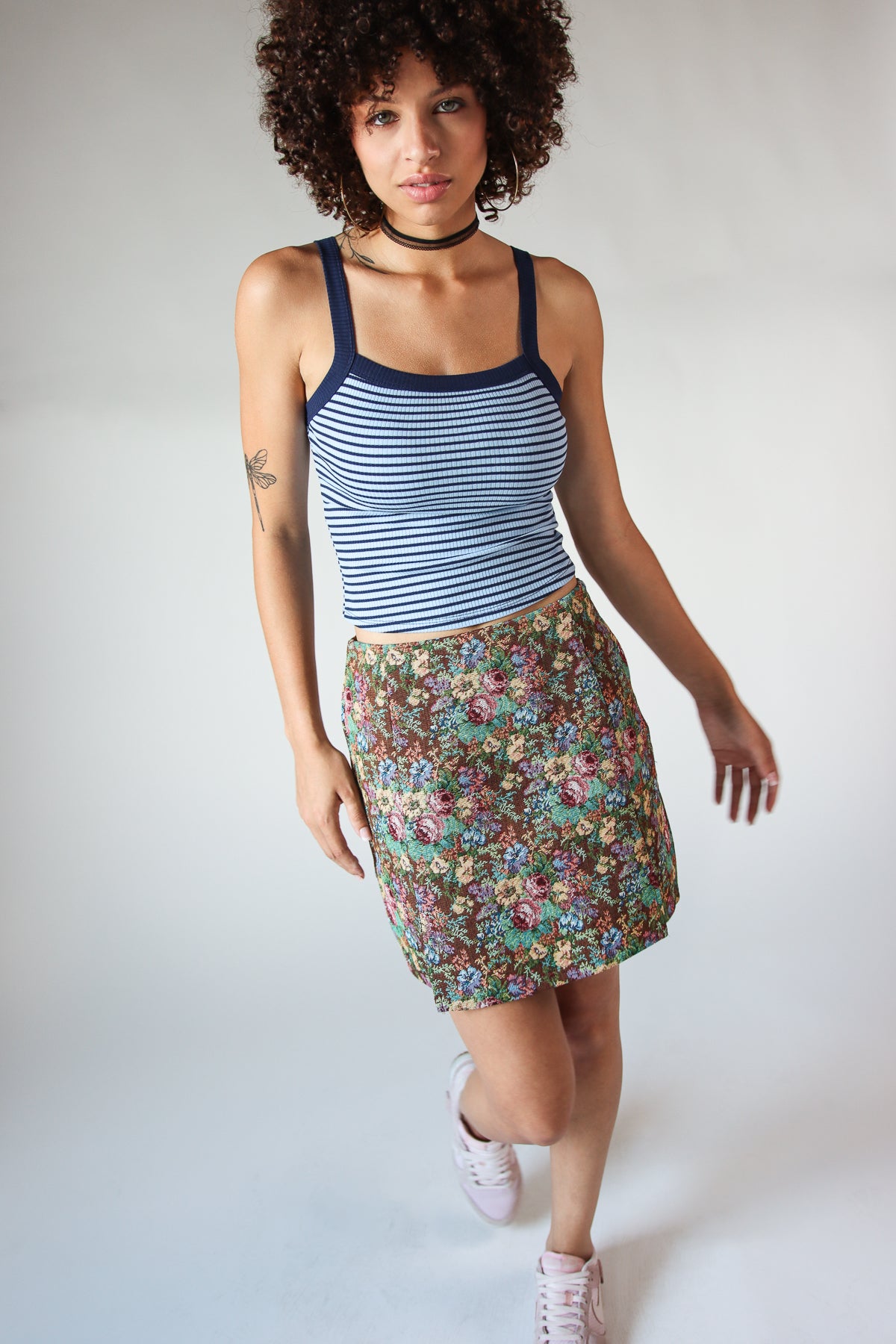 Floral Tapestry Mini Skirt