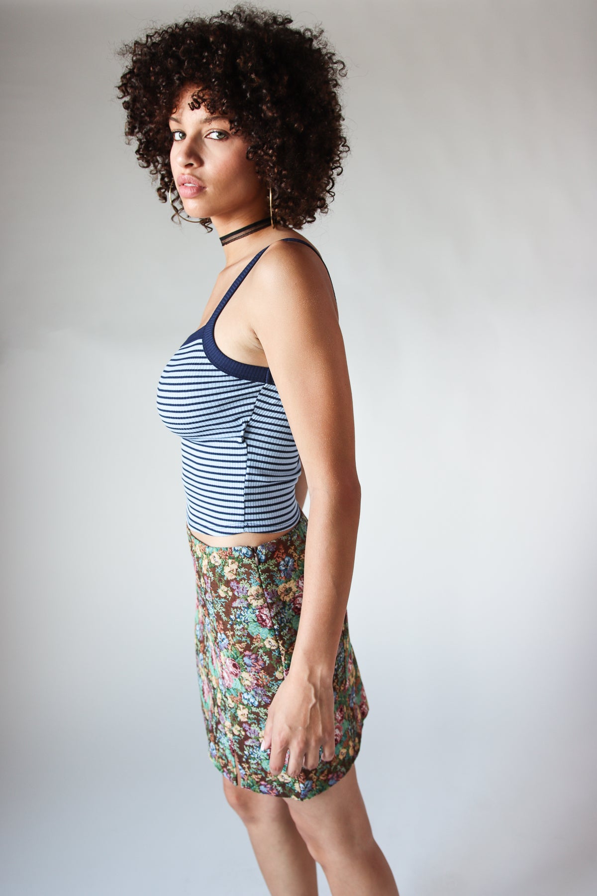 Floral Tapestry Mini Skirt