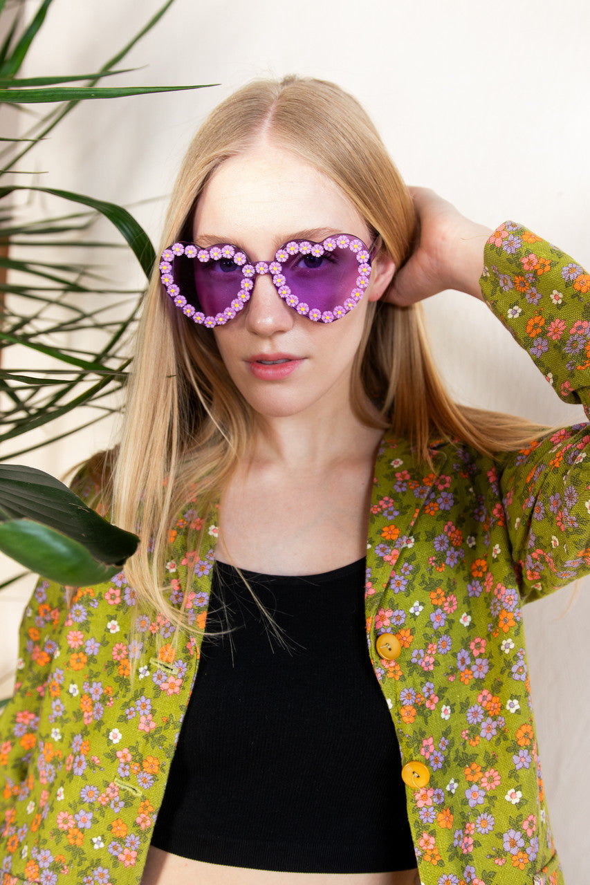 Flower Rim Heart Sunglasses