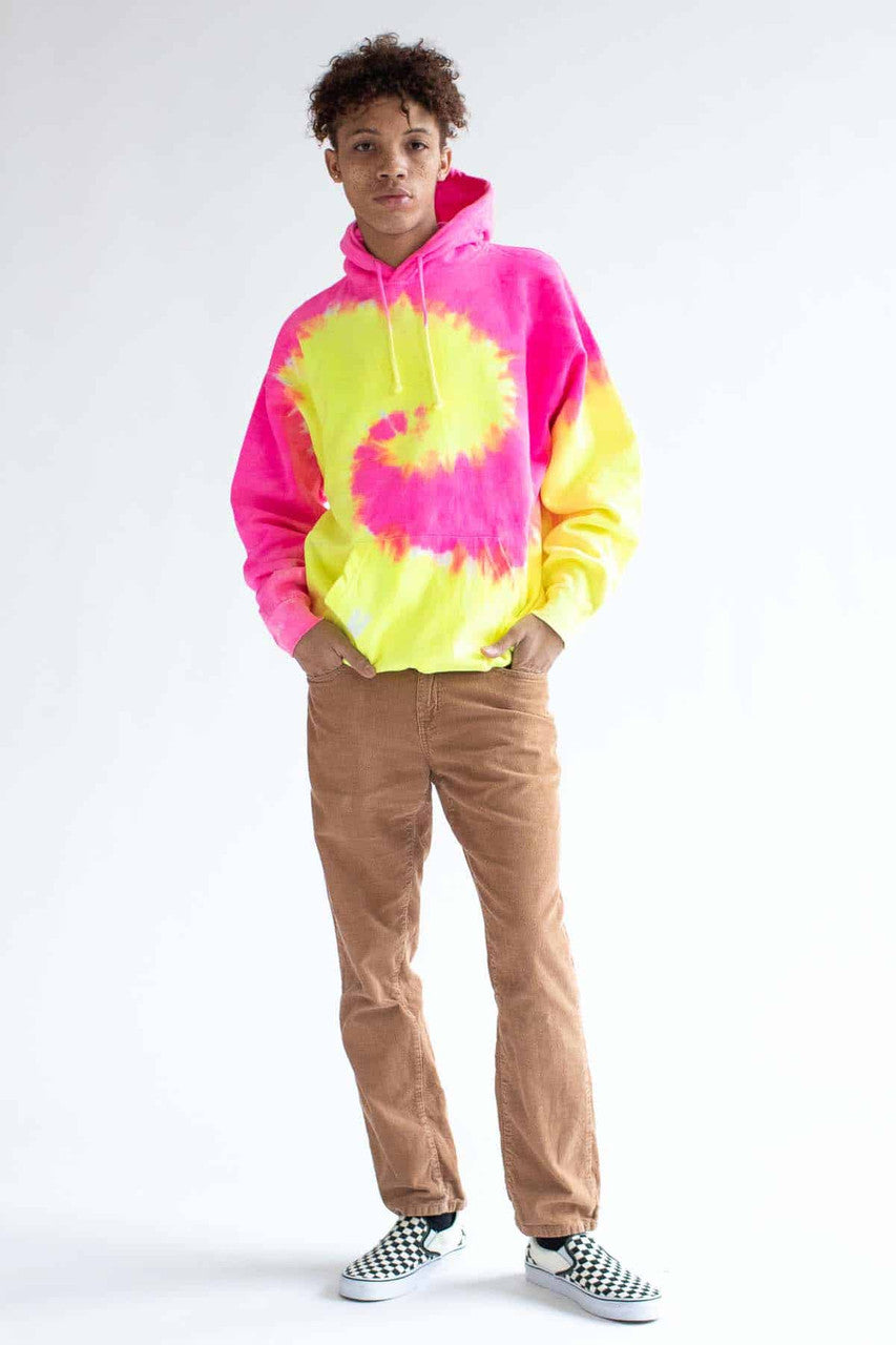 Fluorescent Swirl Tie Dye Hoodie