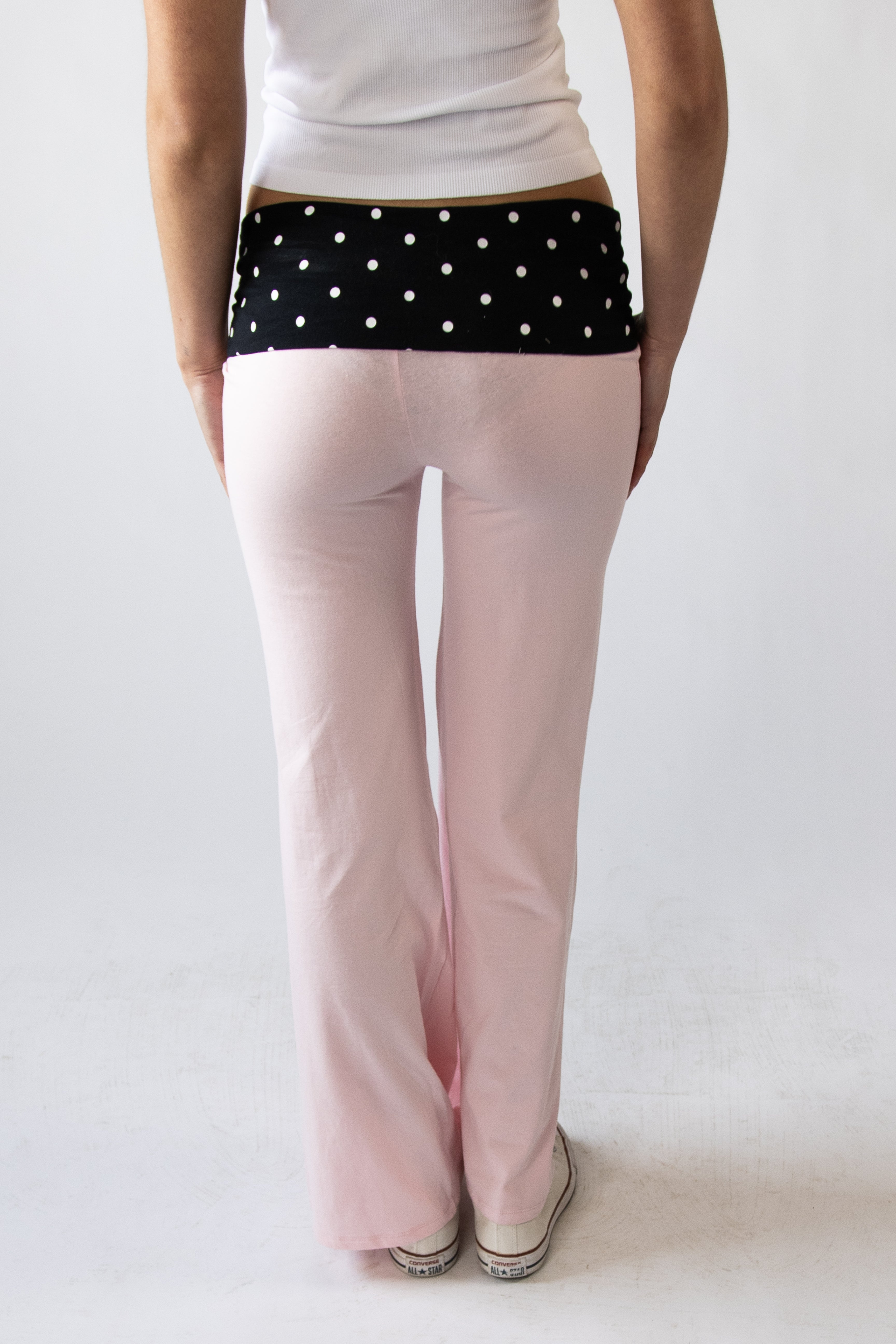 Polka Dot Fold Over Flare Pants