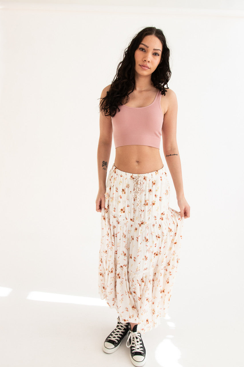Floral Tiered Maxi Skirt 735