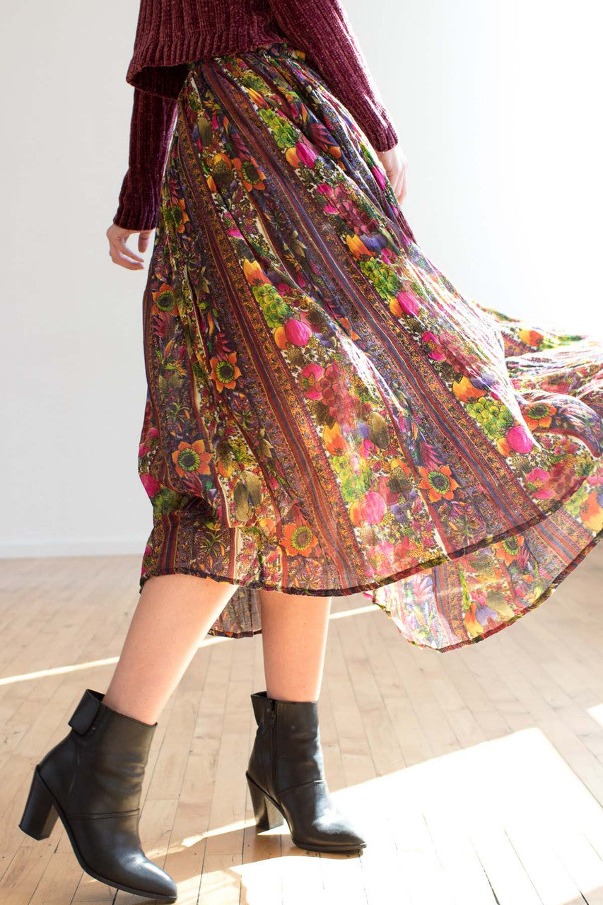 Fruit Print Hippie Skirt