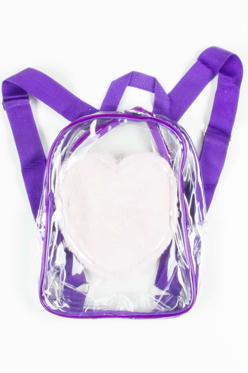 Fur Heart Clear Backpack