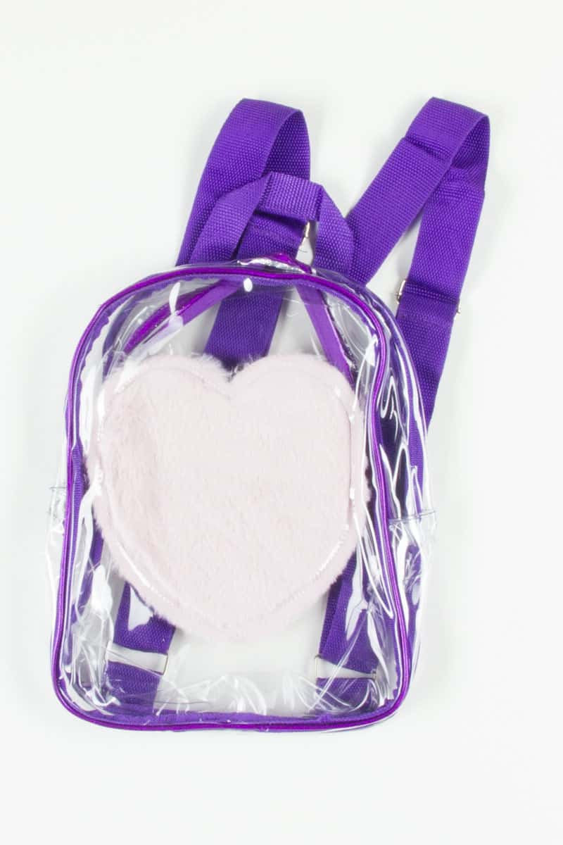 Fur Heart Clear Backpack