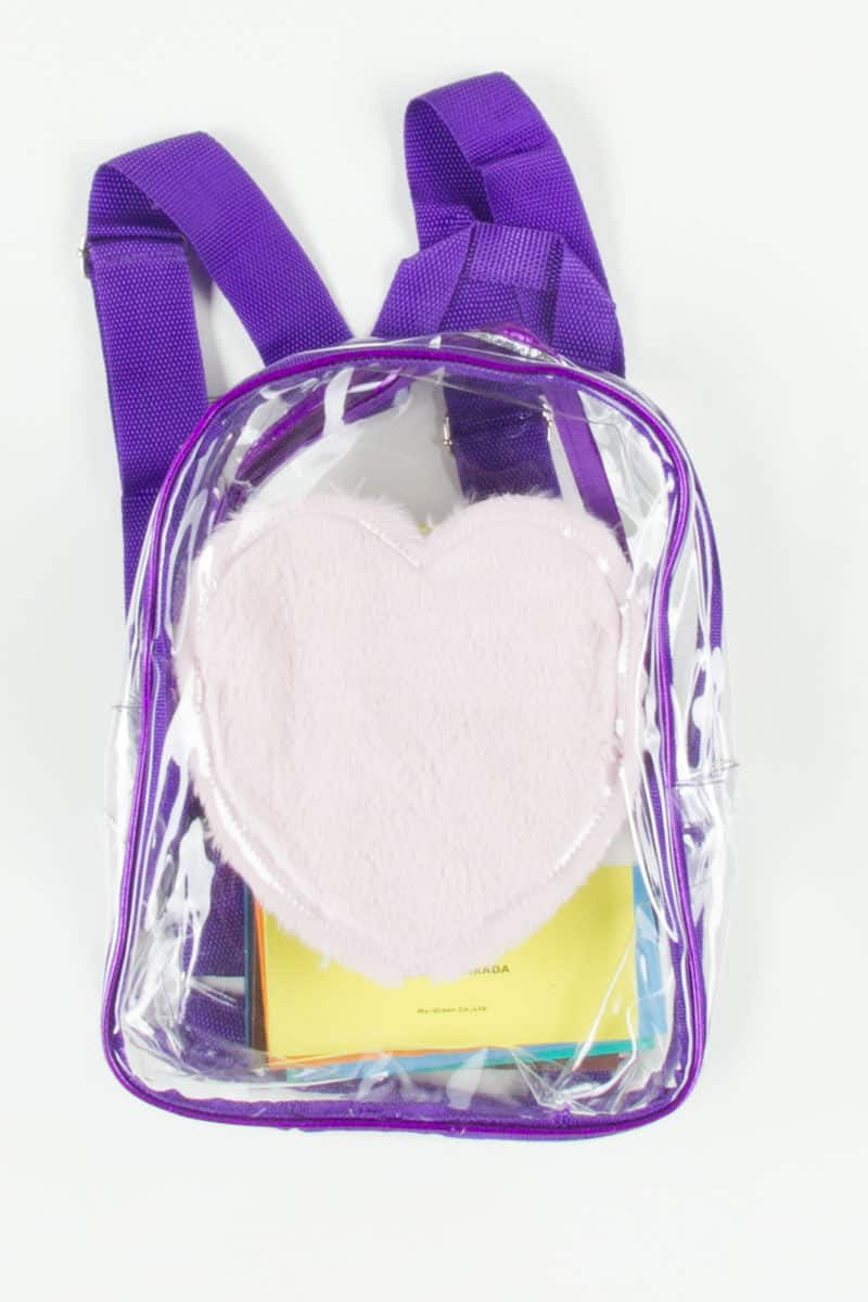 Fur Heart Clear Backpack