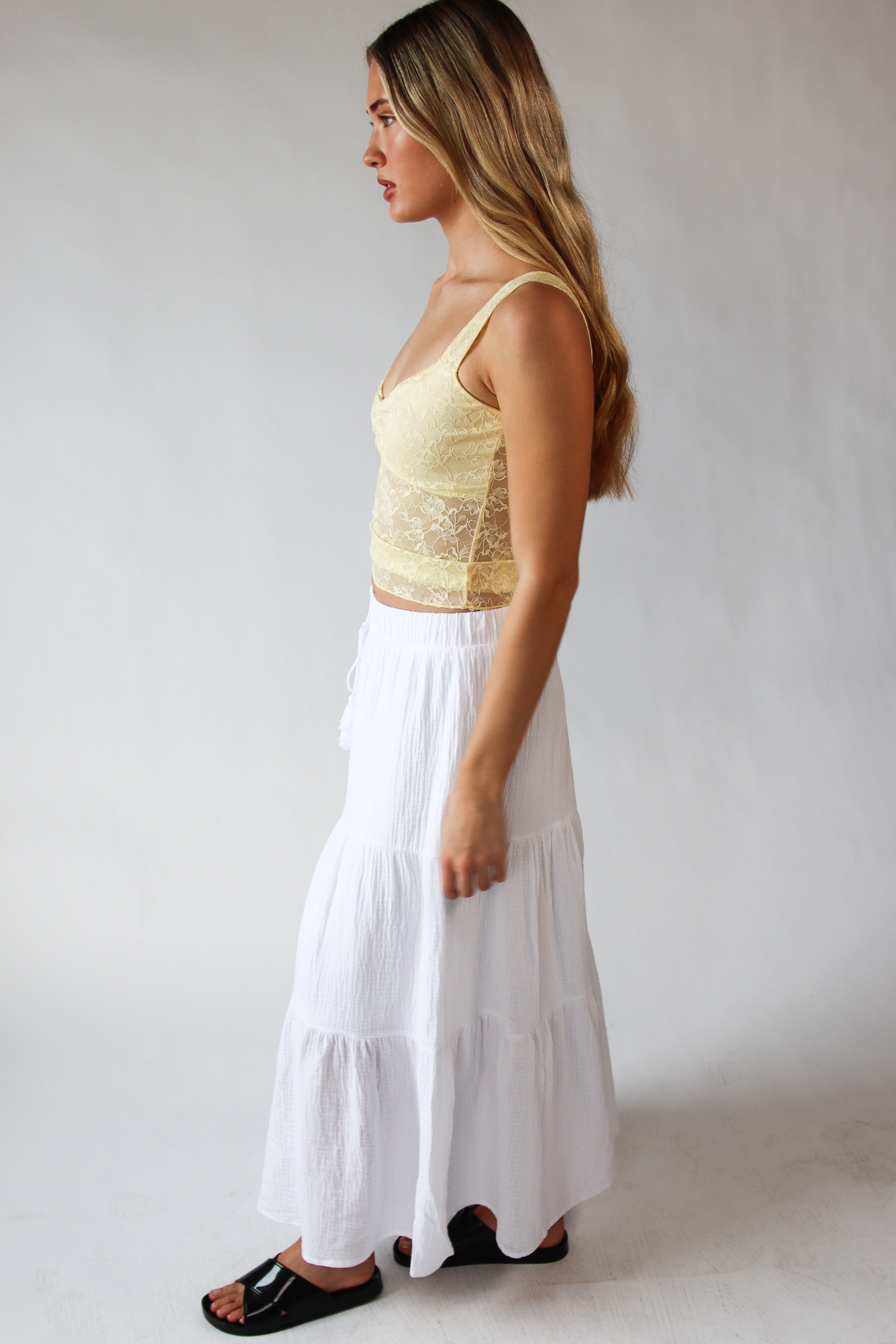 Gauze Tiered Maxi Skirt