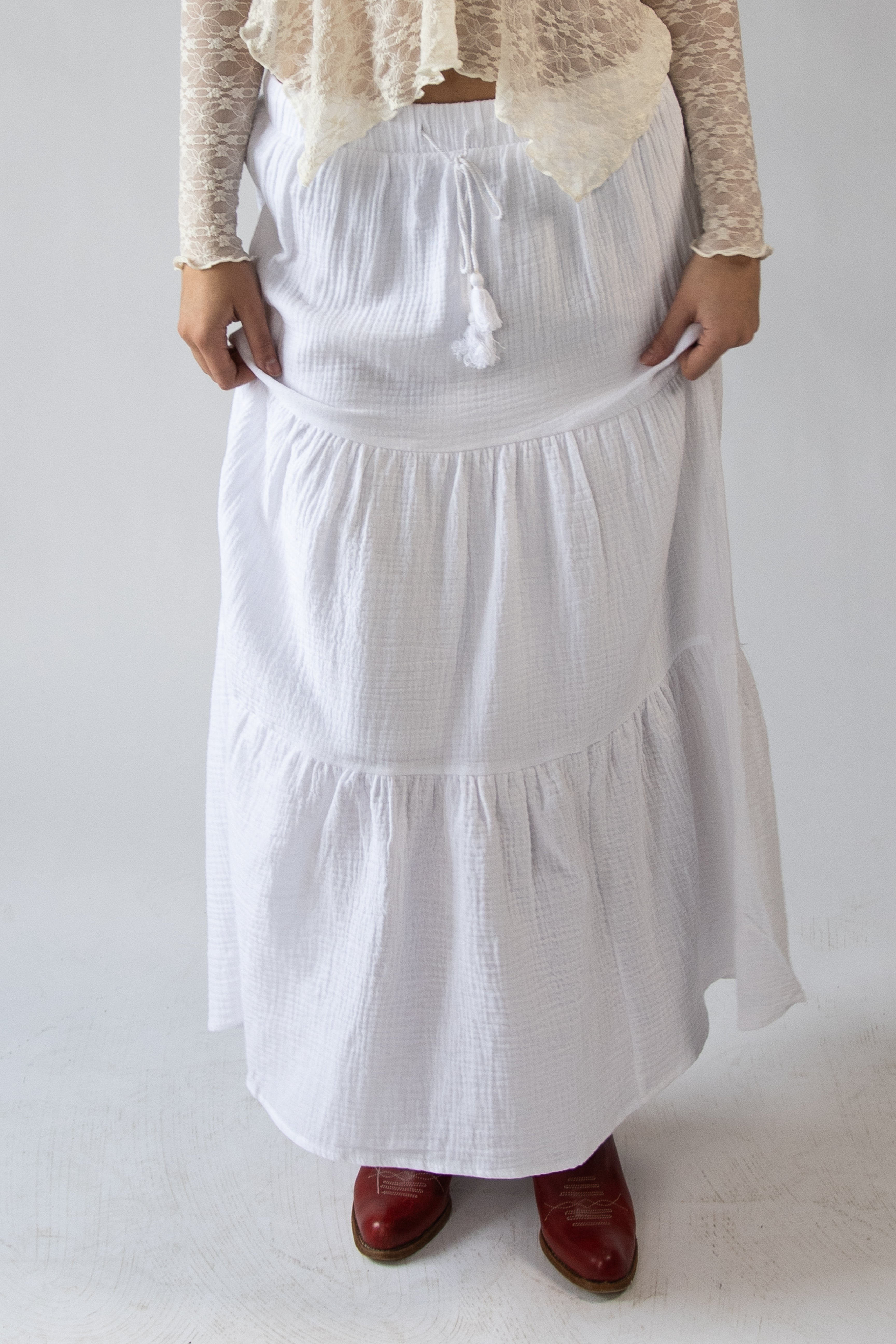 Gauze Tiered Maxi Skirt