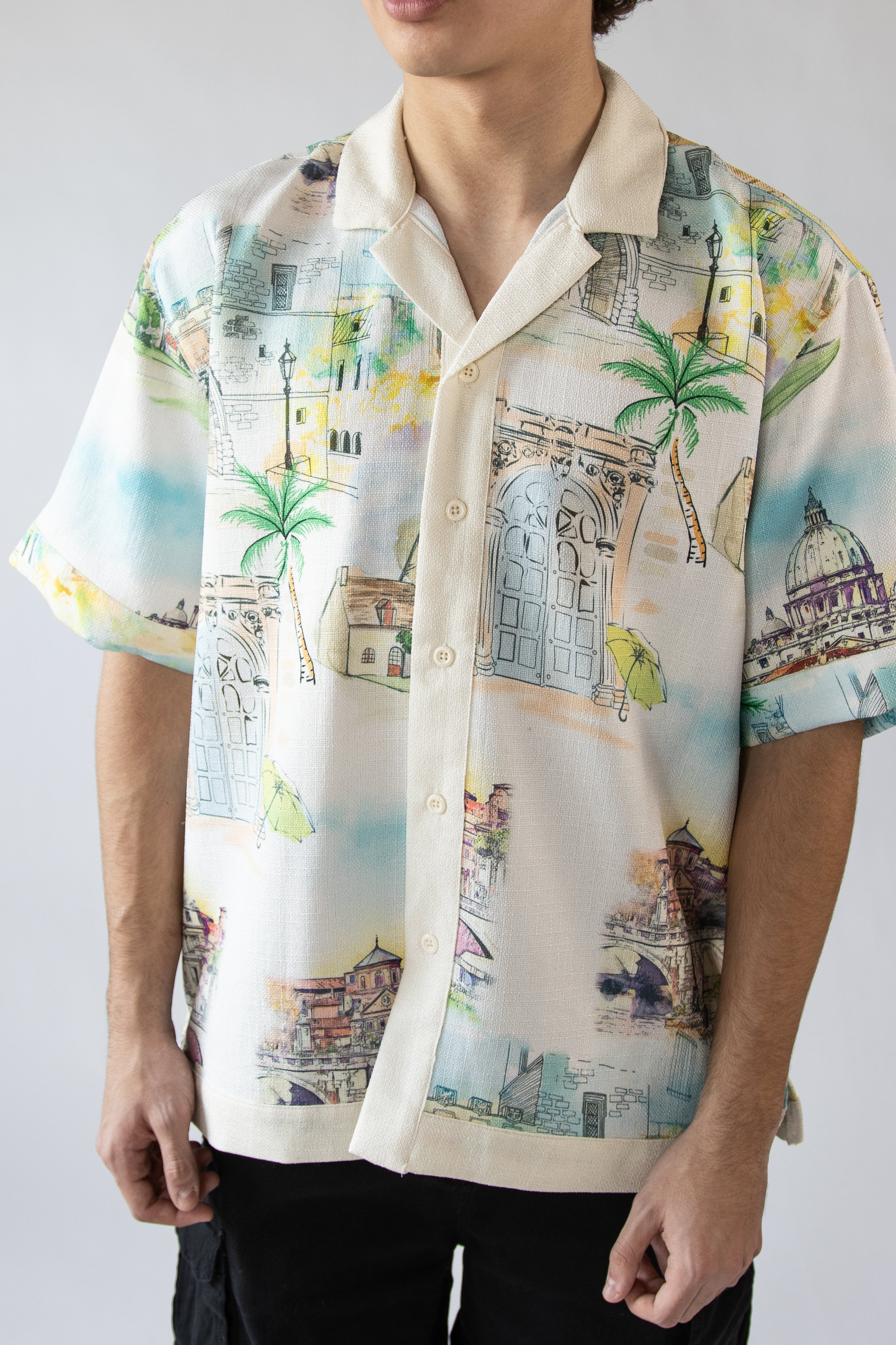 Greek Isles Woven Button Up Shirt