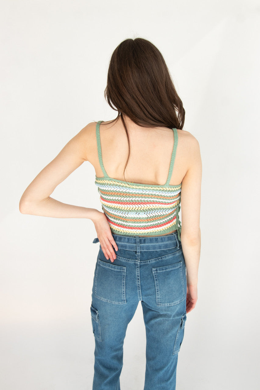 Side Lace Up Crochet Tank