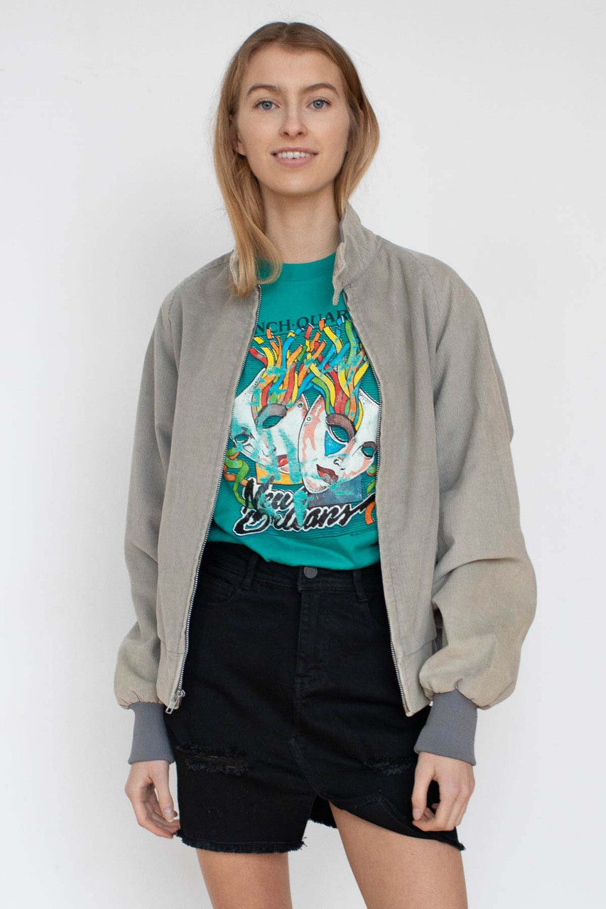 Grey Corduroy Harrington Jacket