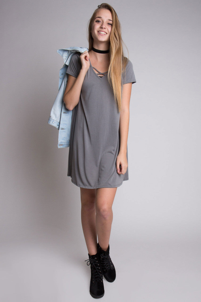 Cross V-Neck Dress