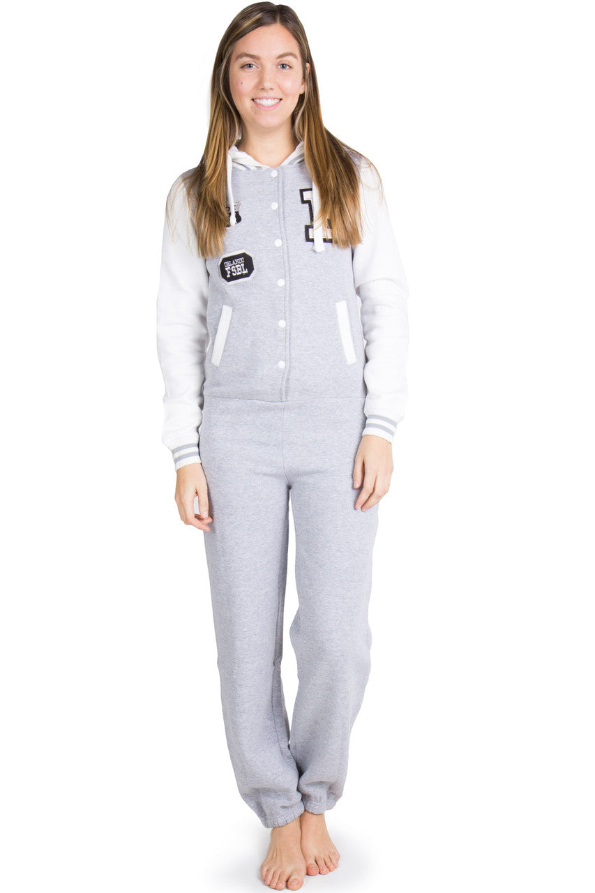 Grey Varsity Onesie Pajamas