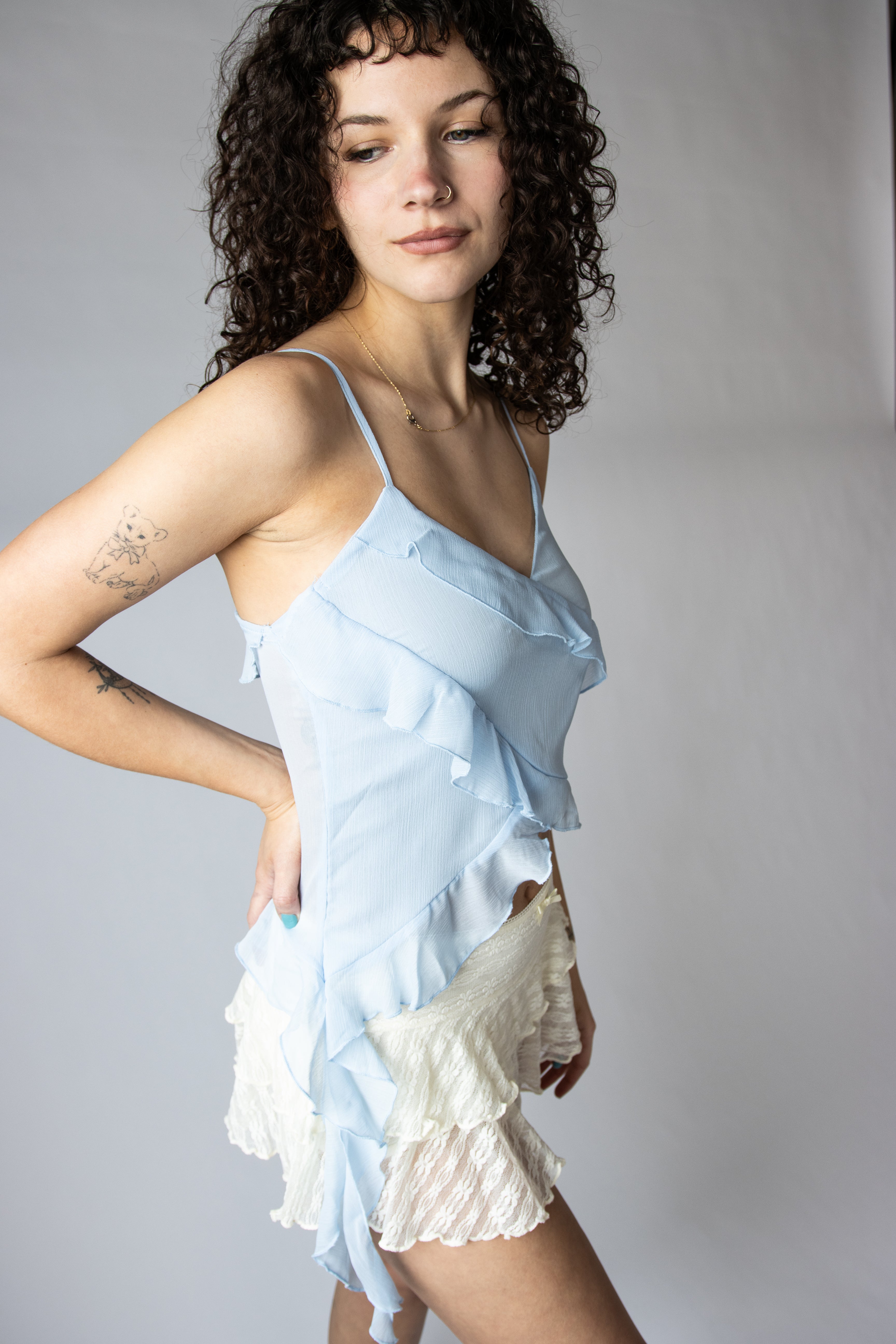 Ruffle Chiffon Cami Tank Top