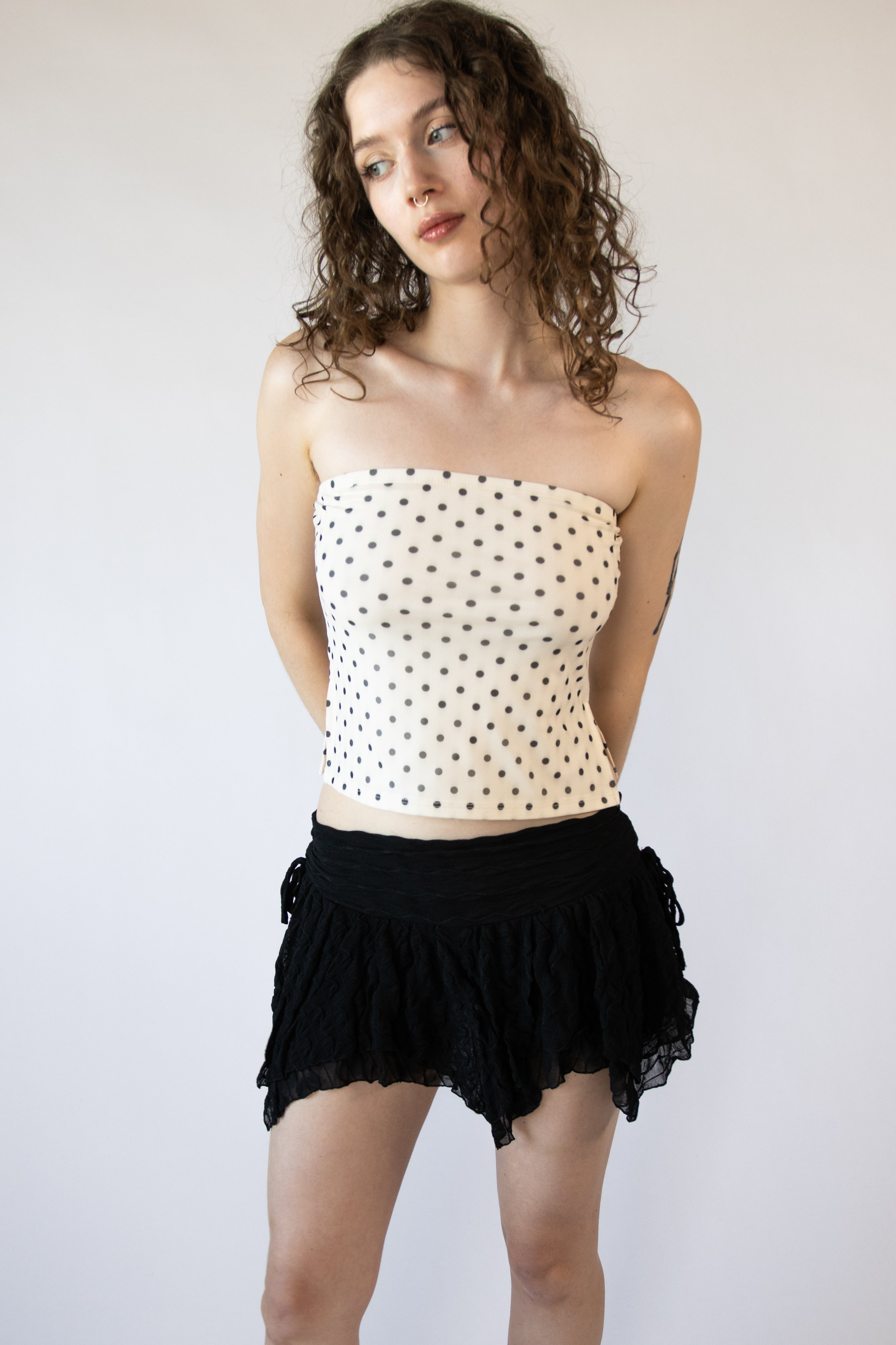 Hanky Hem Layered Mesh Mini Skort