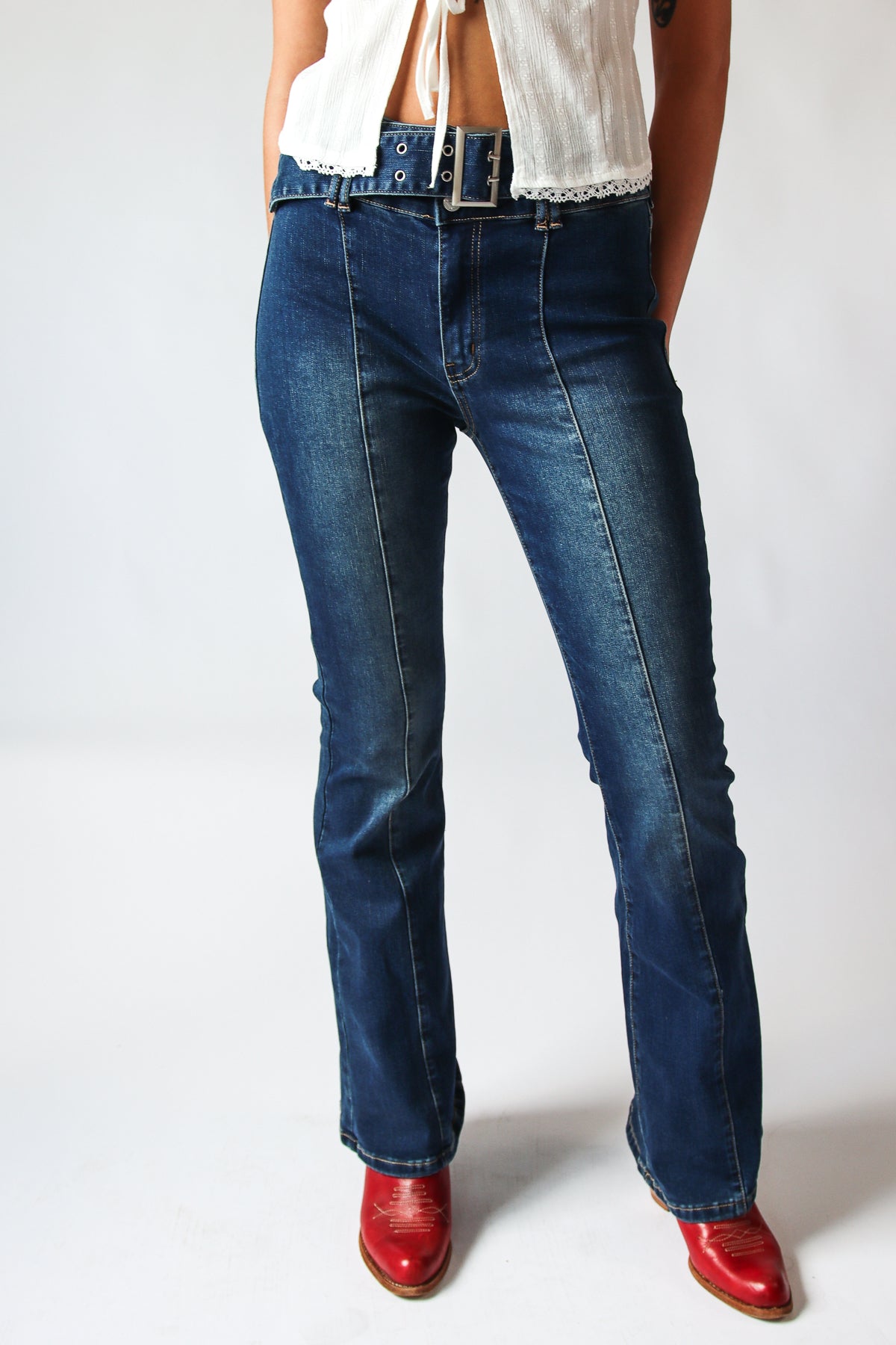 High Rise Belted Flares