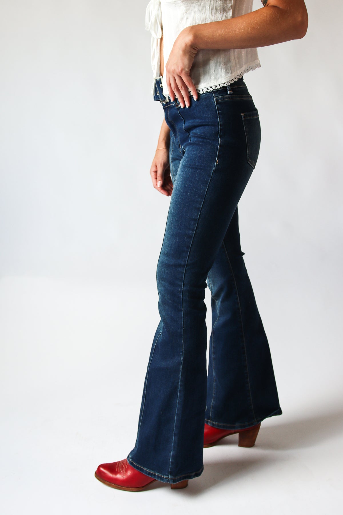 High Rise Belted Flares
