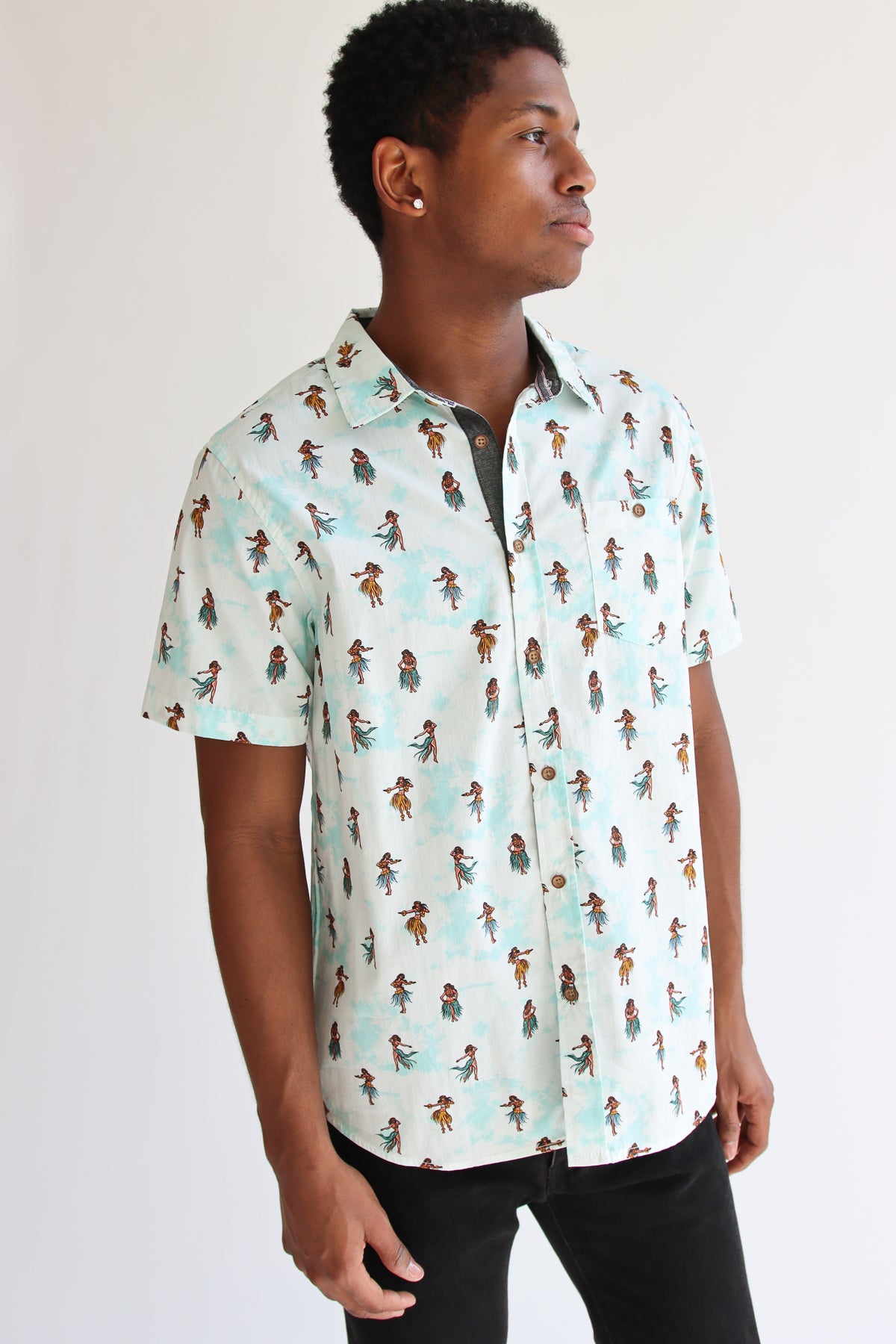 Hula Dancers Button Up