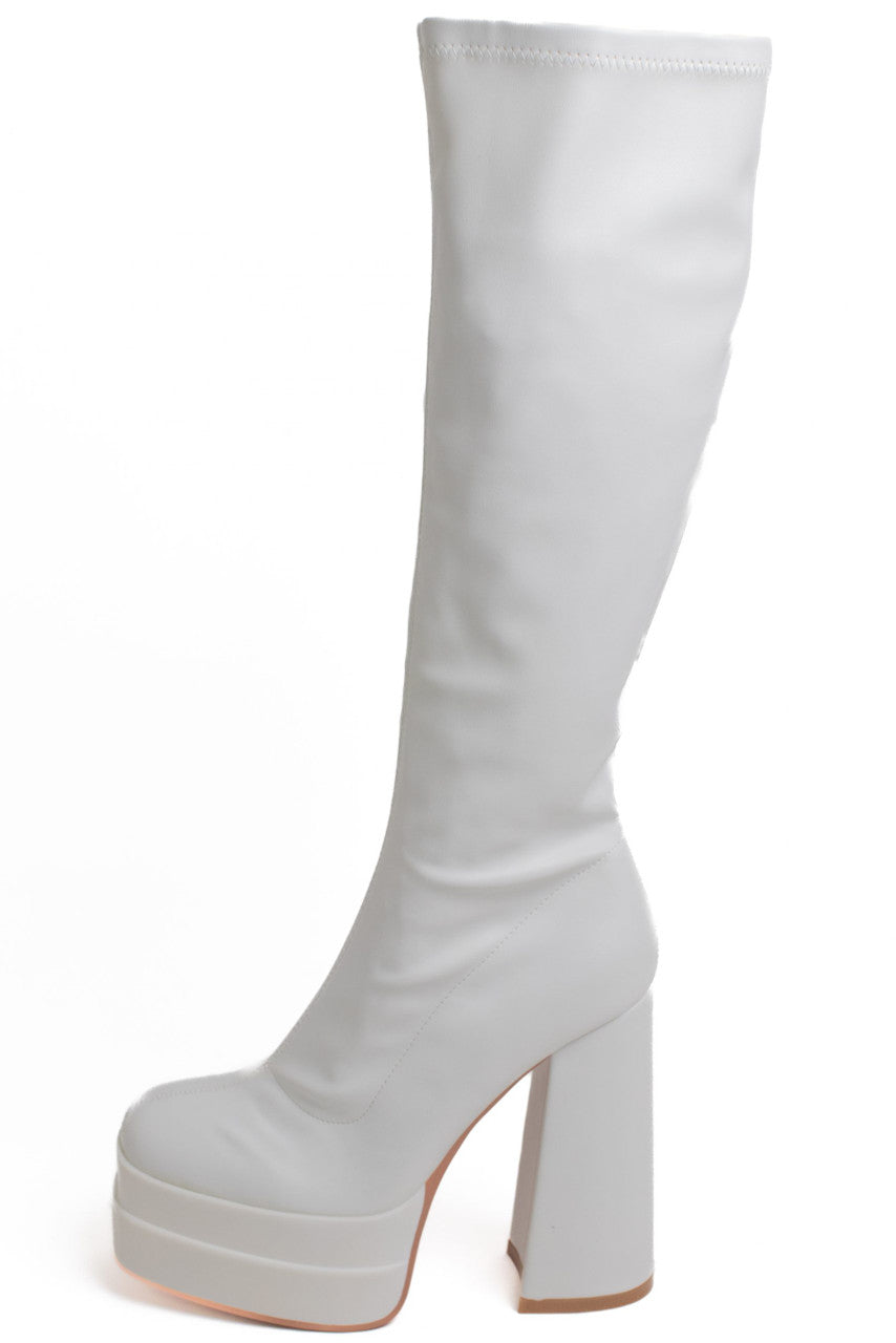 White Chunky GoGo Boots
