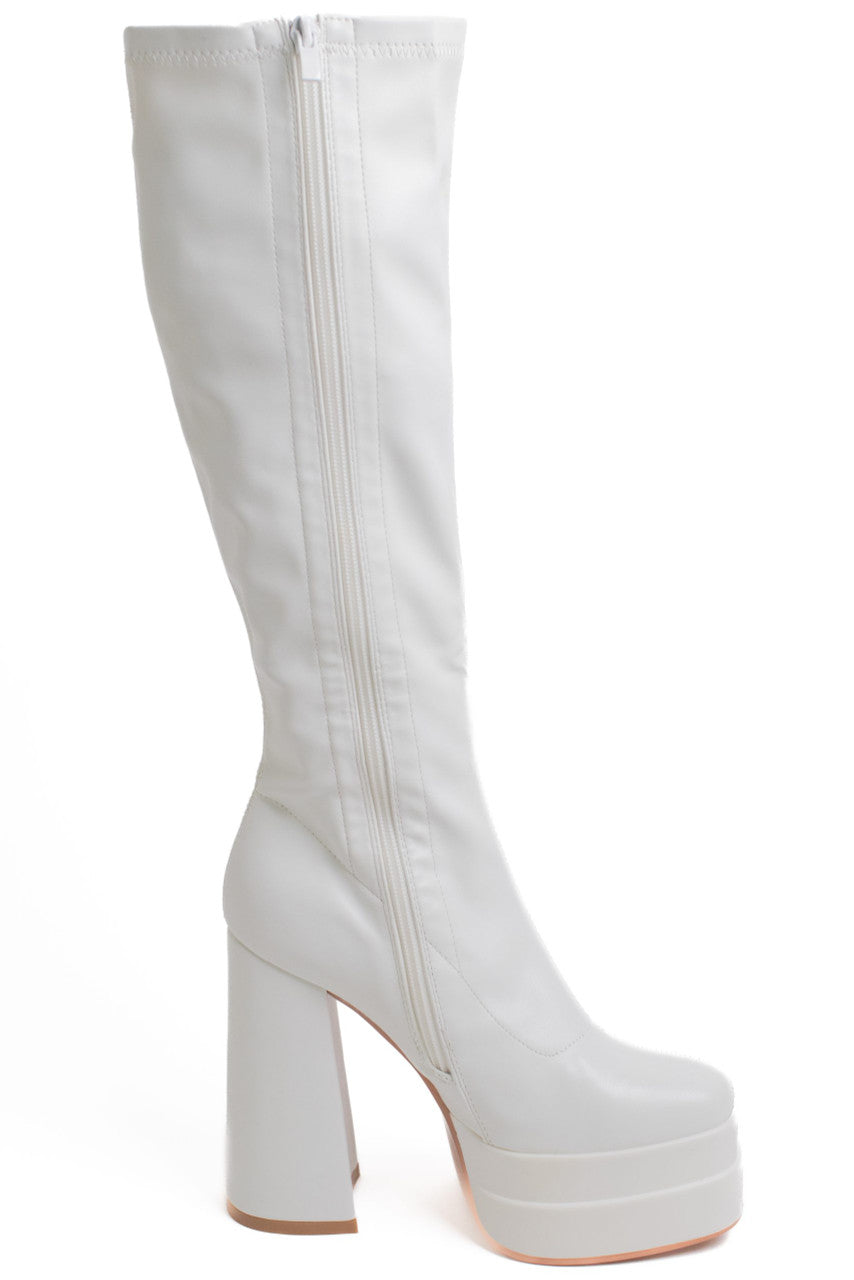 White Chunky GoGo Boots