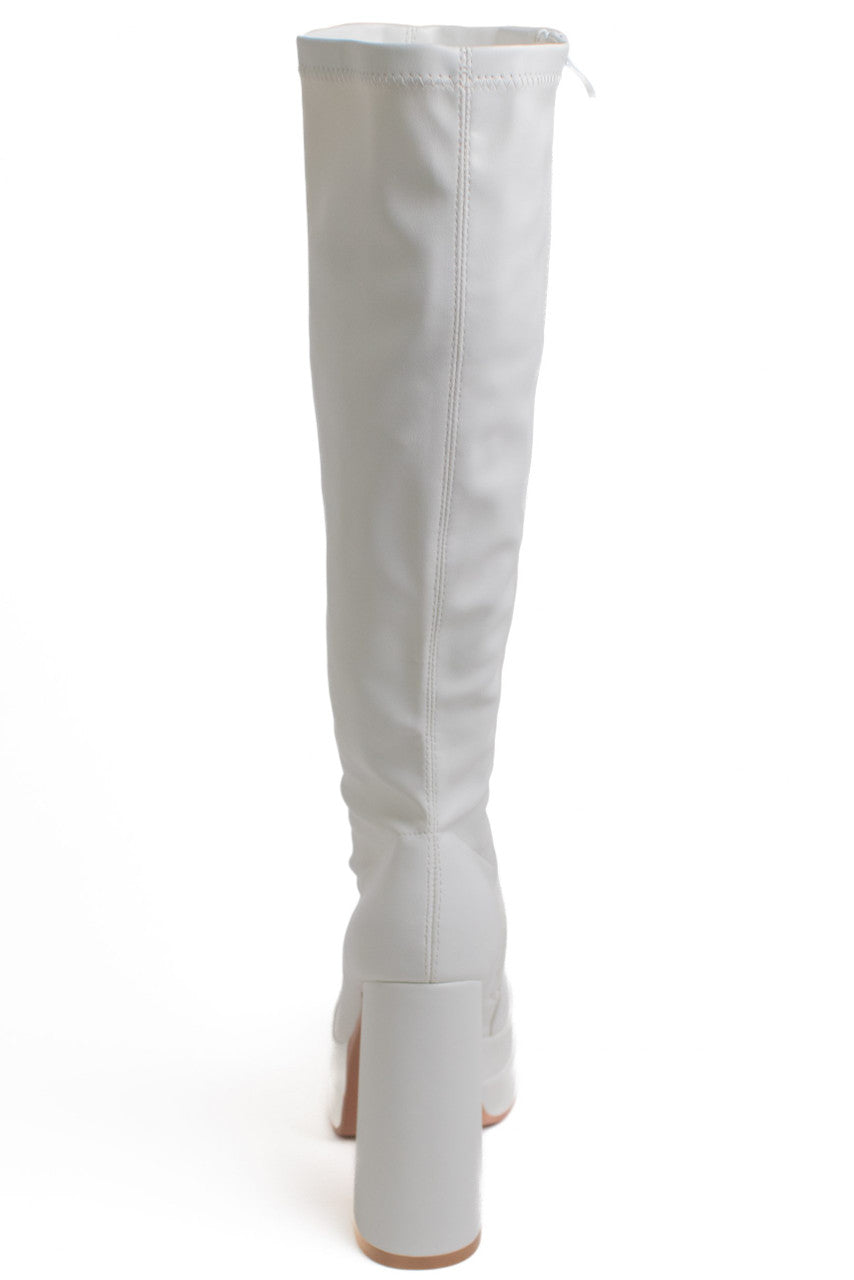 White Chunky GoGo Boots