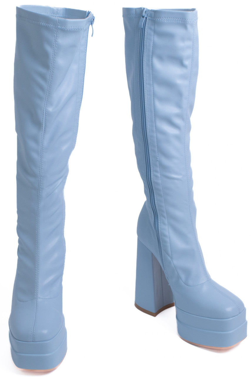 Blue Chunky GoGo Boots