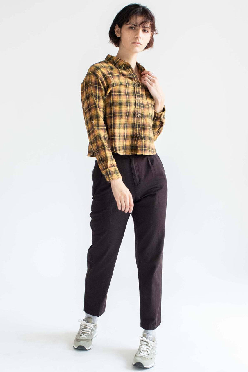Rustic Mustard Cropped Flannel