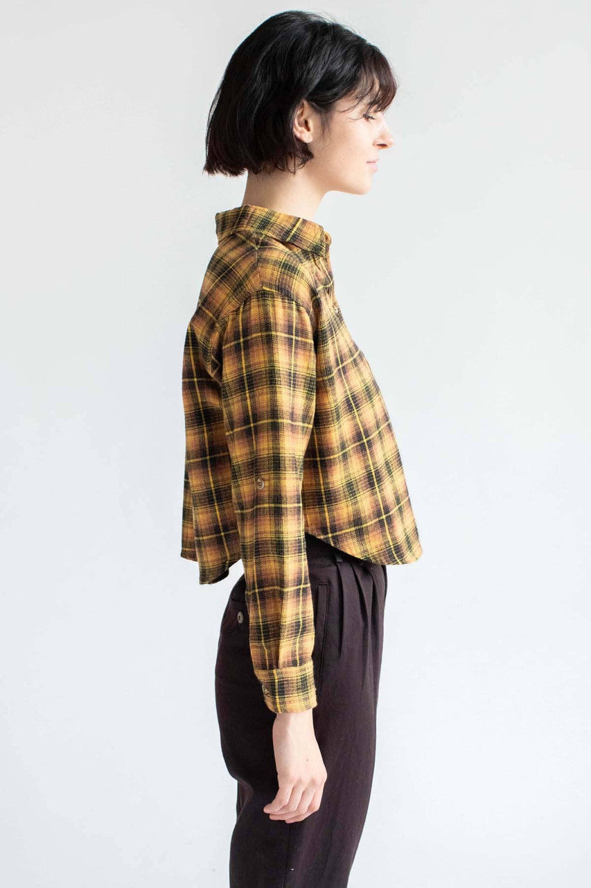 Rustic Mustard Cropped Flannel
