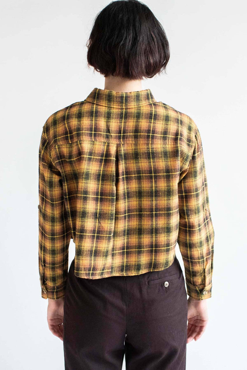 Rustic Mustard Cropped Flannel