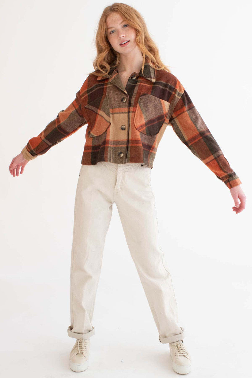 Oversized Rust Plaid Jacket