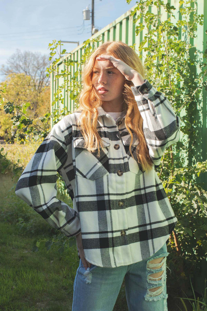 Black Brushed Plaid Jacket