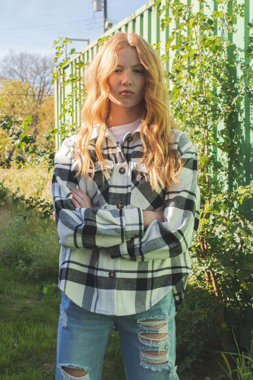 Black Brushed Plaid Jacket