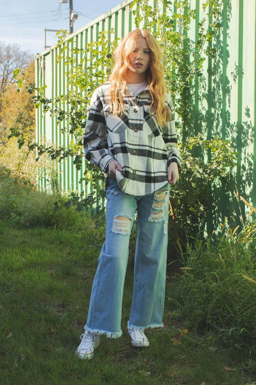 Black Brushed Plaid Jacket