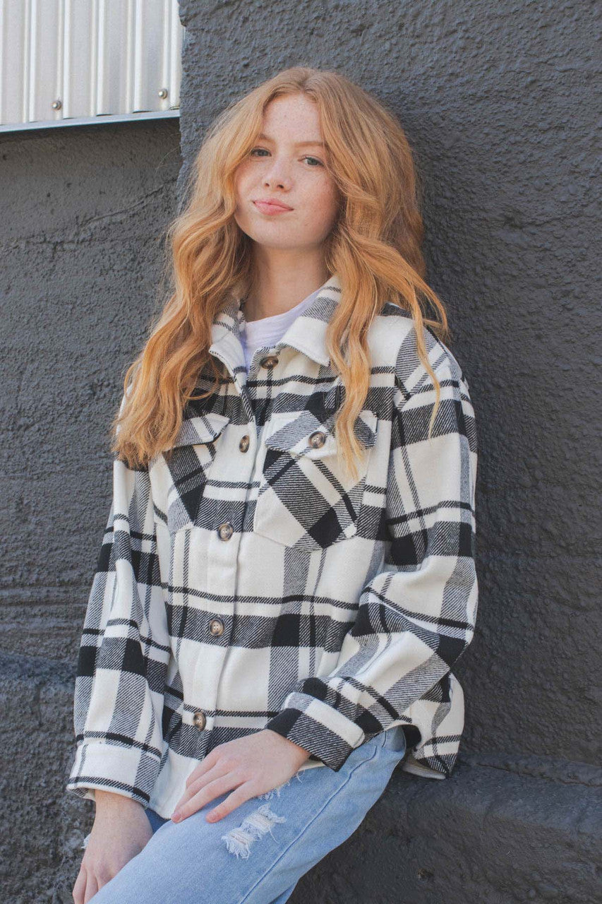Black Brushed Plaid Jacket