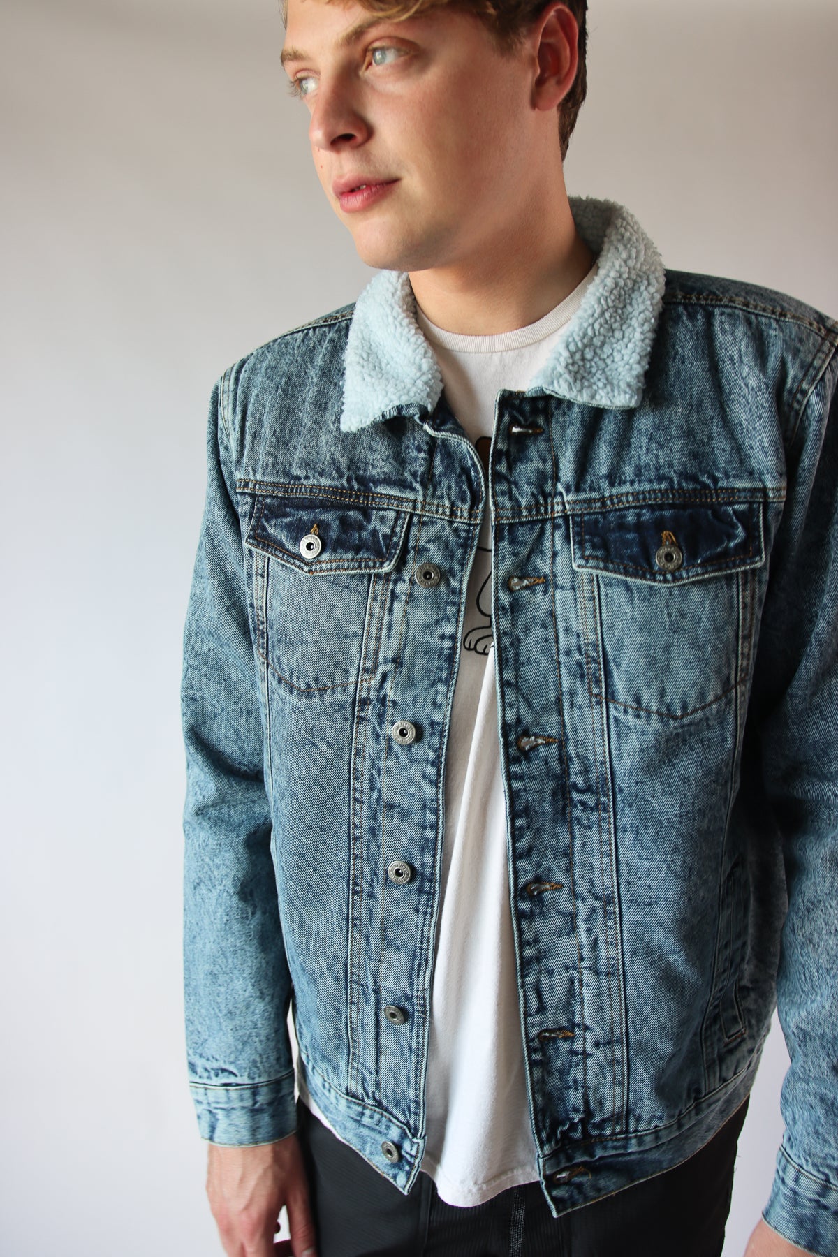 Faux Sherling Lined Trucker Jacket