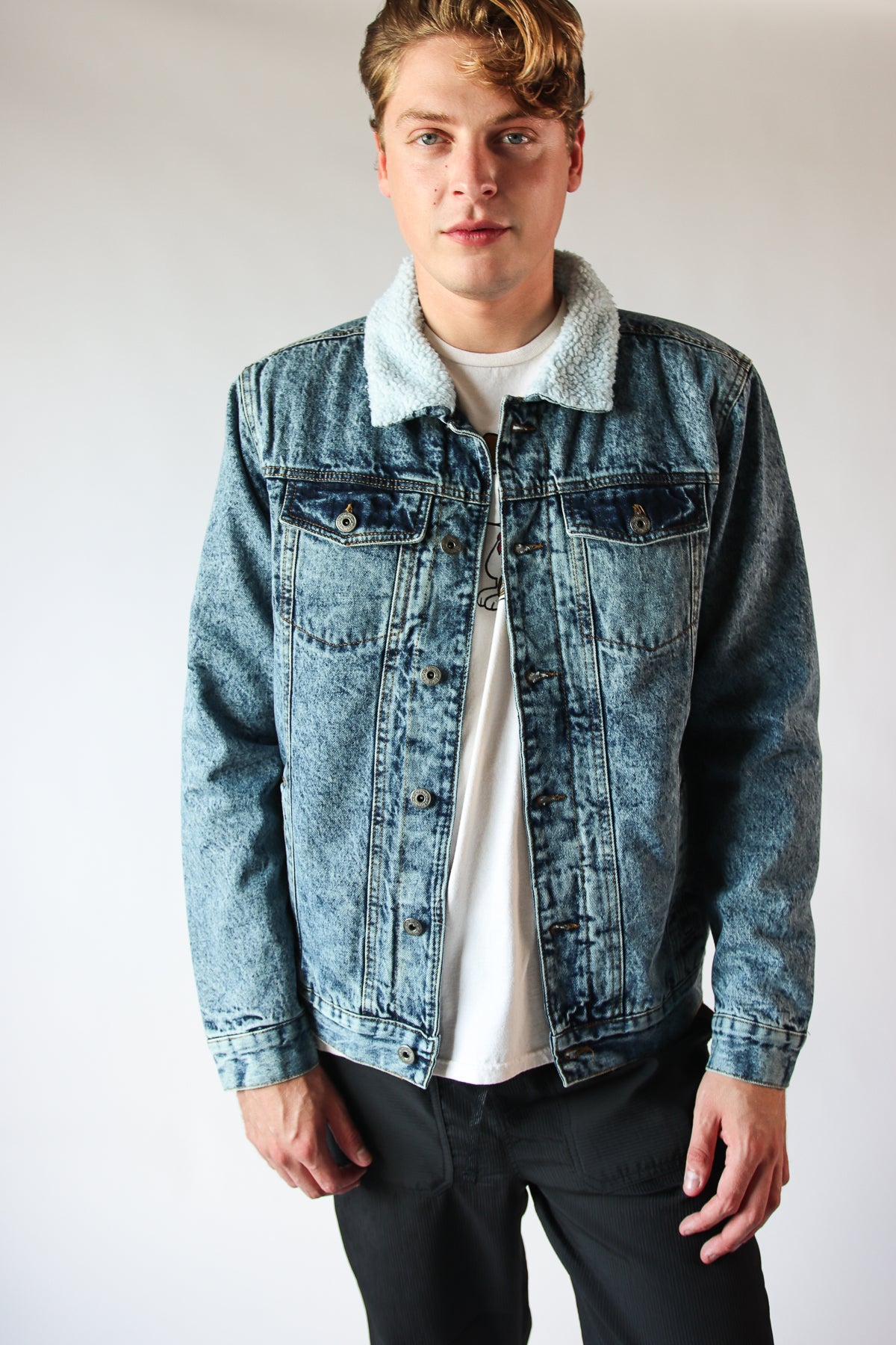 Faux Sherling Lined Trucker Jacket