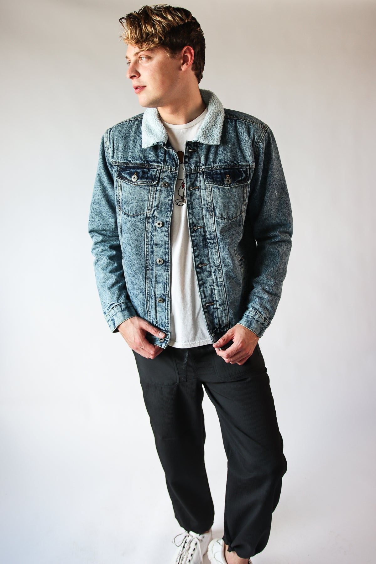 Faux Sherling Lined Trucker Jacket