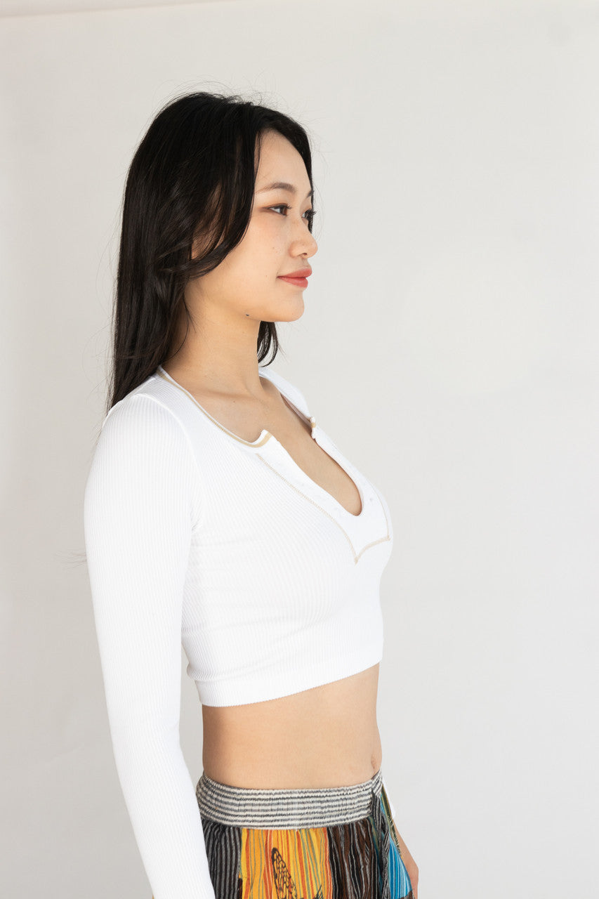 Sporty Notch Neck Long Sleeve Shirt