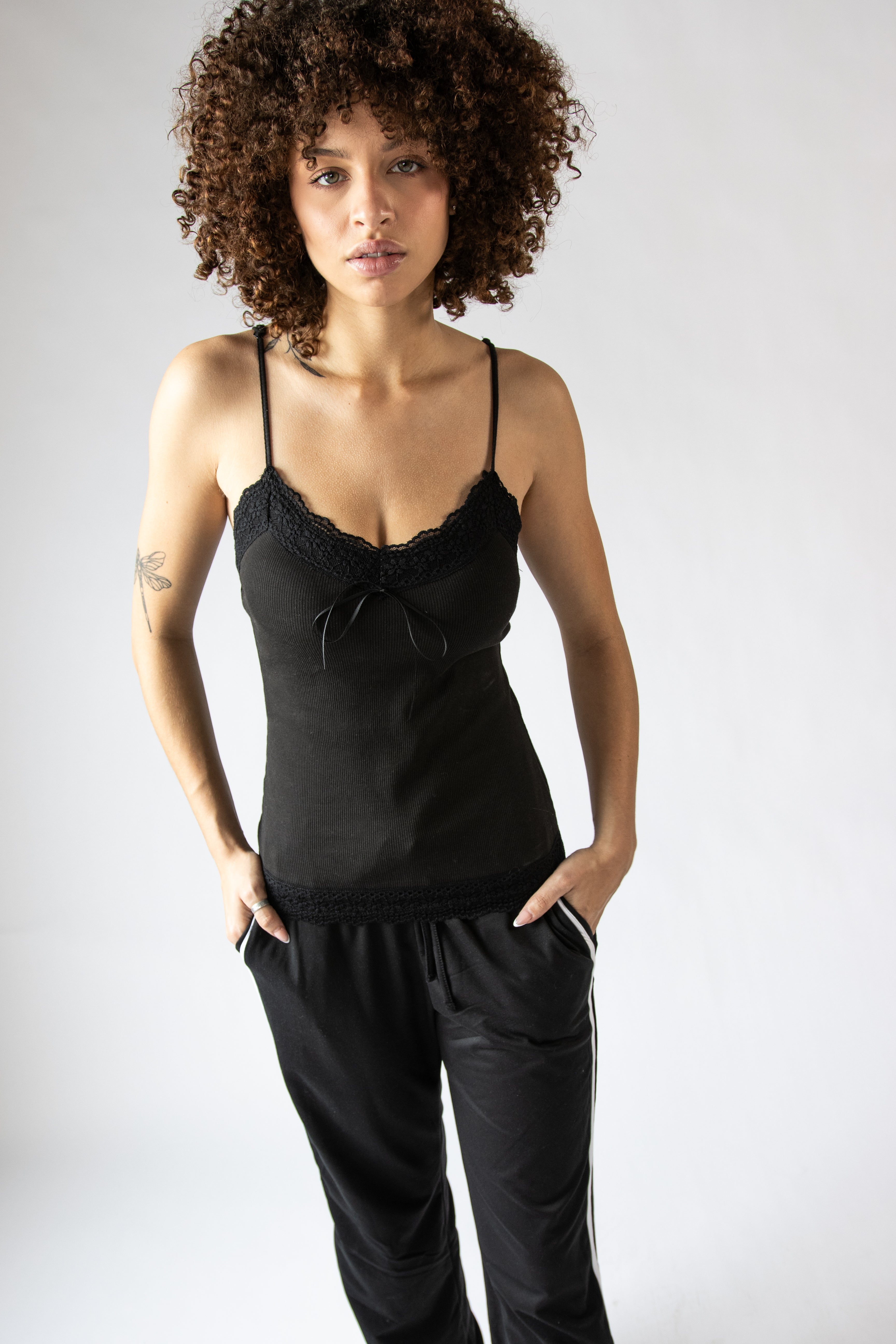 Ribbon Bow Lace Trim Cami