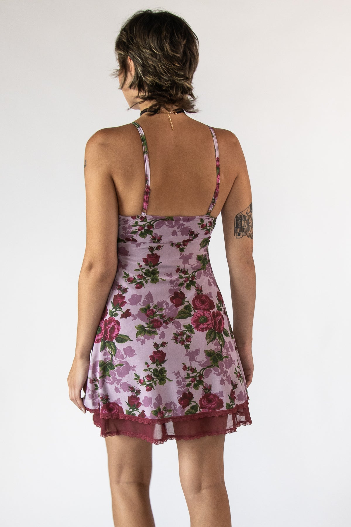 Lace Trim Floral Dress