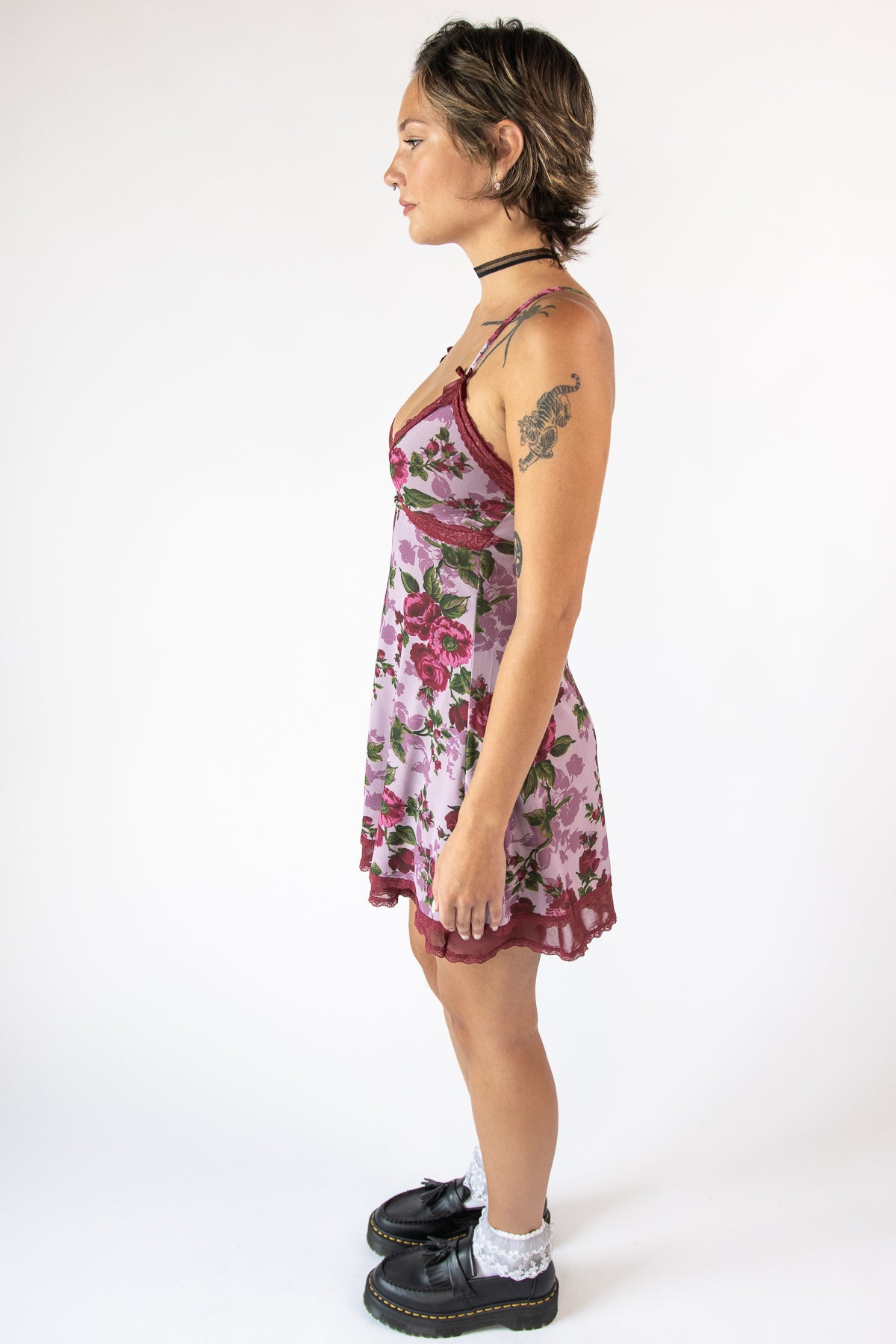 Lace Trim Floral Dress
