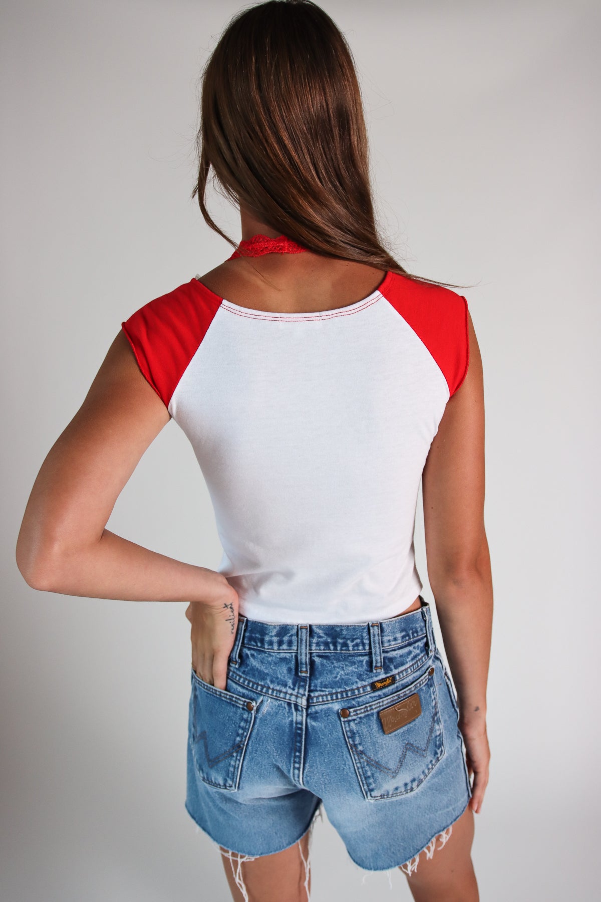 Lace Halter Raglan Tee