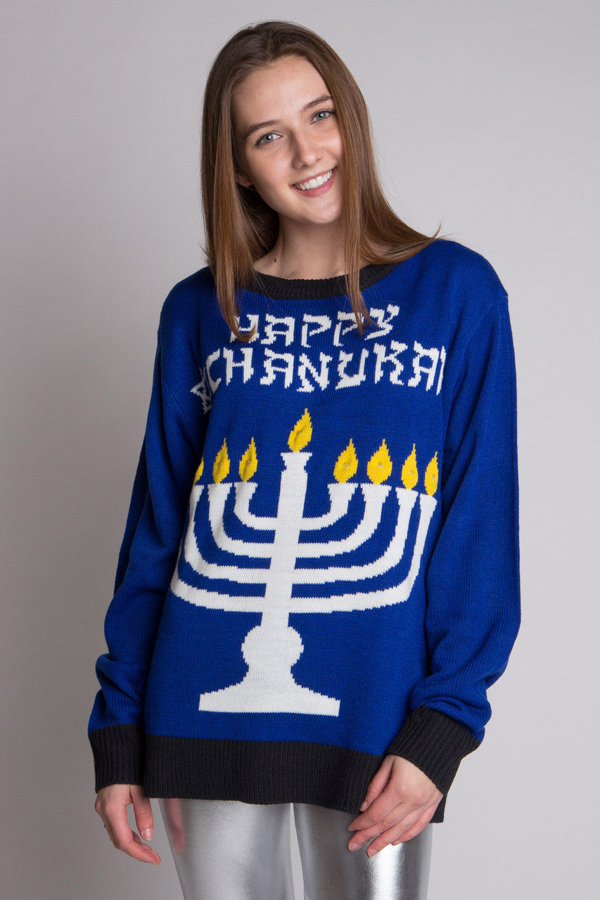 Happy Chanukah Menorah Lightup Sweater