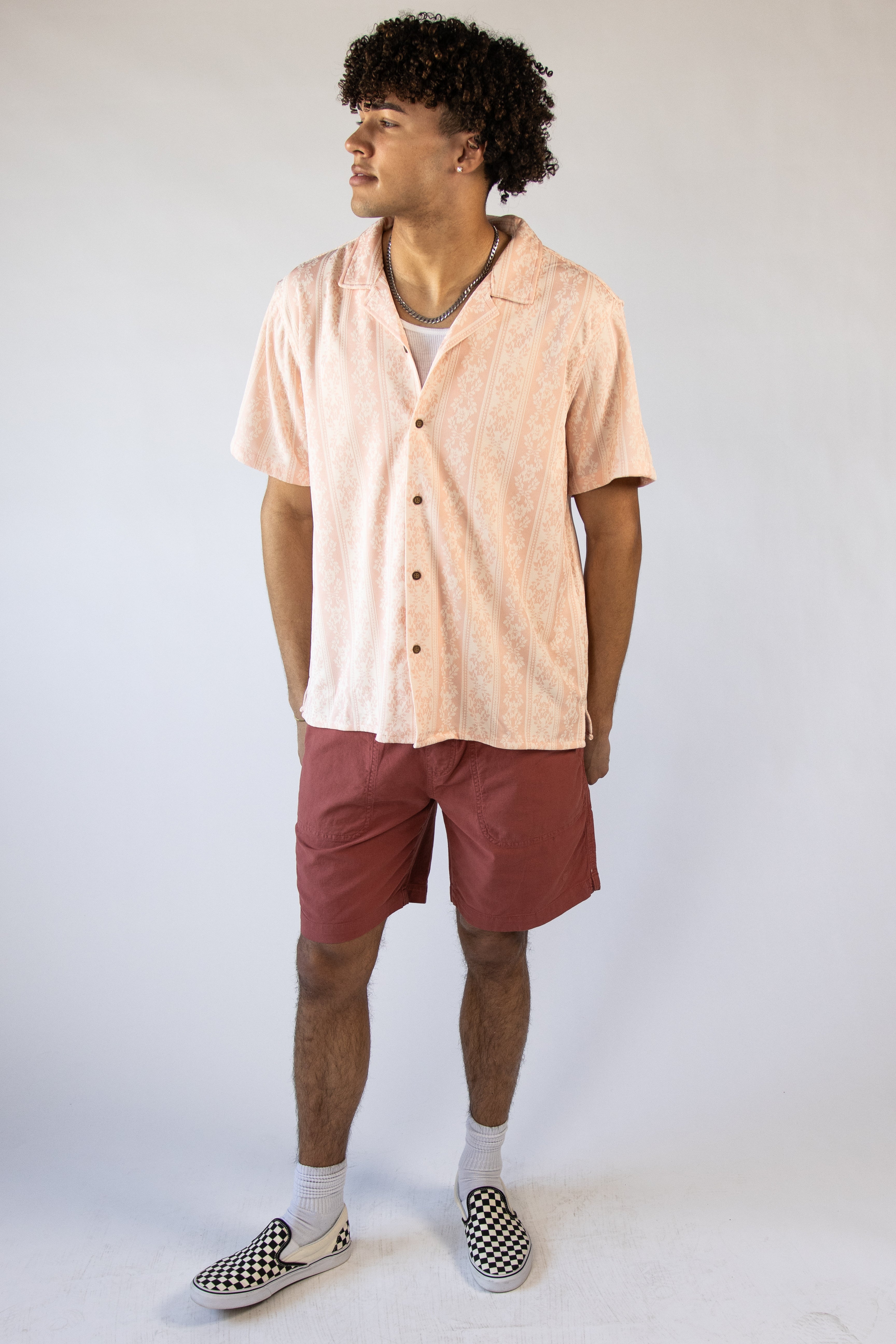 Linen Cotton Blend Pull On Shorts