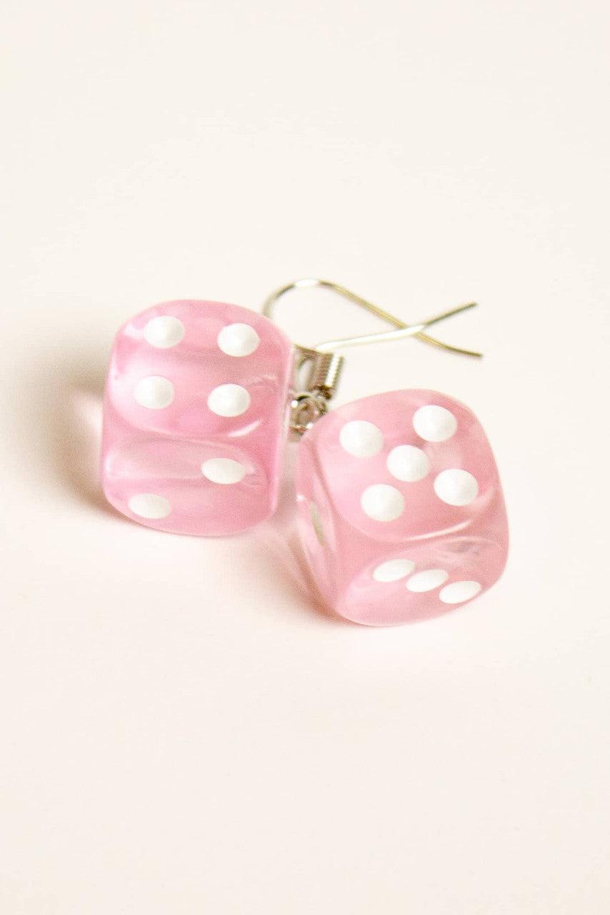 Pink Dice Earrings