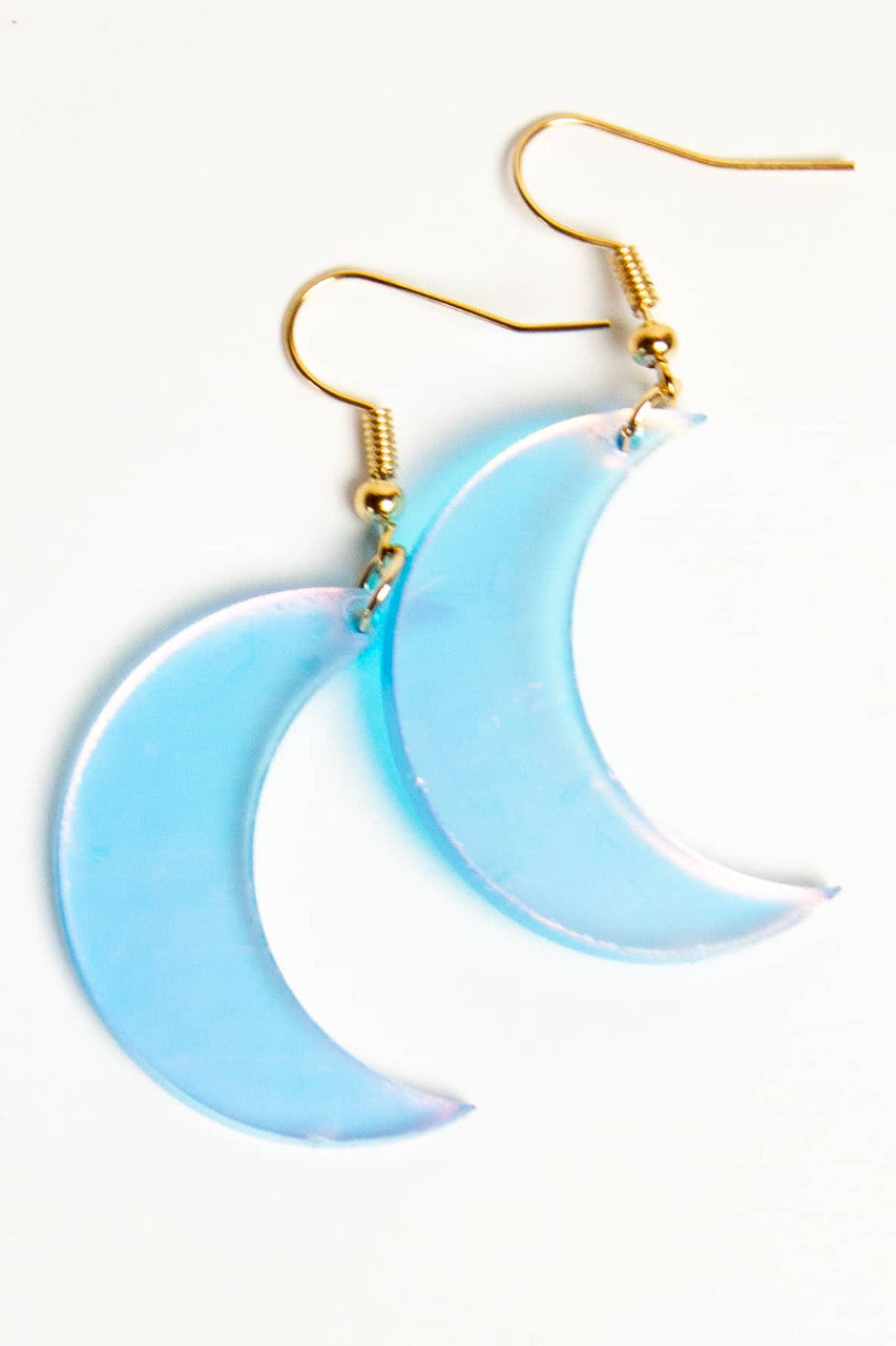 Holographic Crescent Moon Earrings