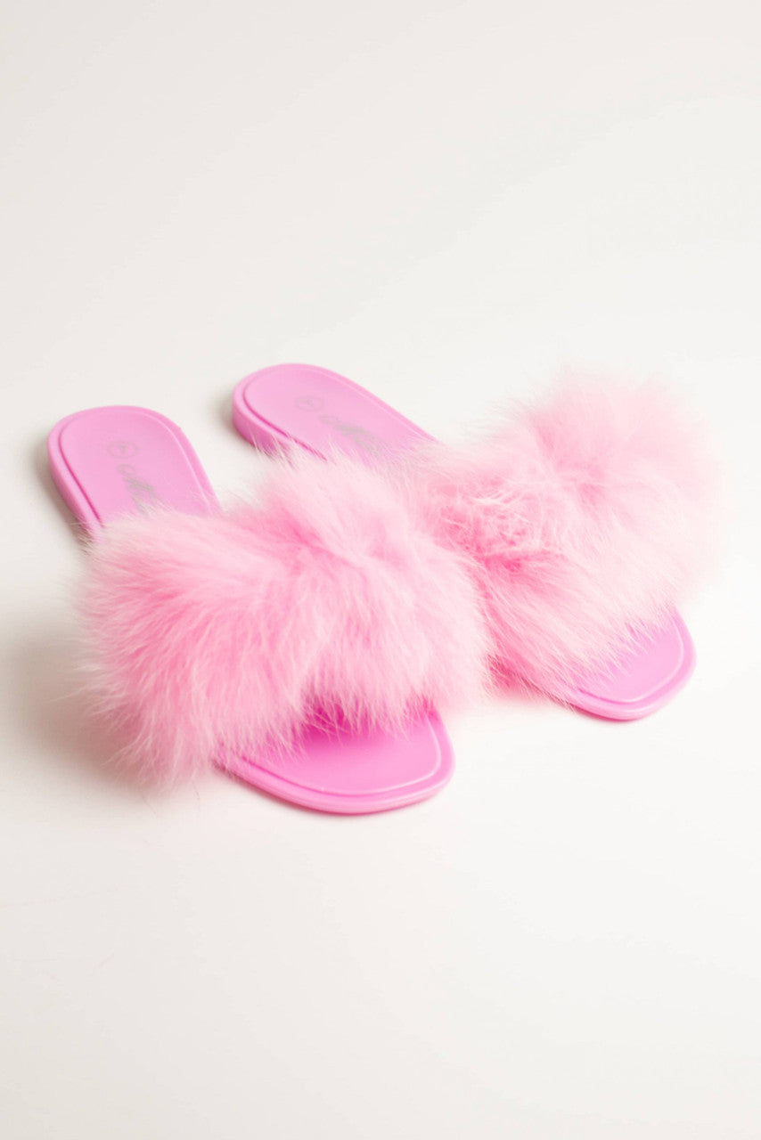 Pink Fluffy Slides