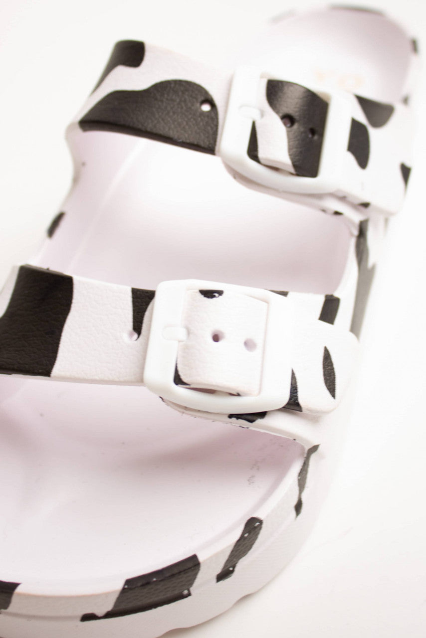 Cow Print Platform Foam Sandals