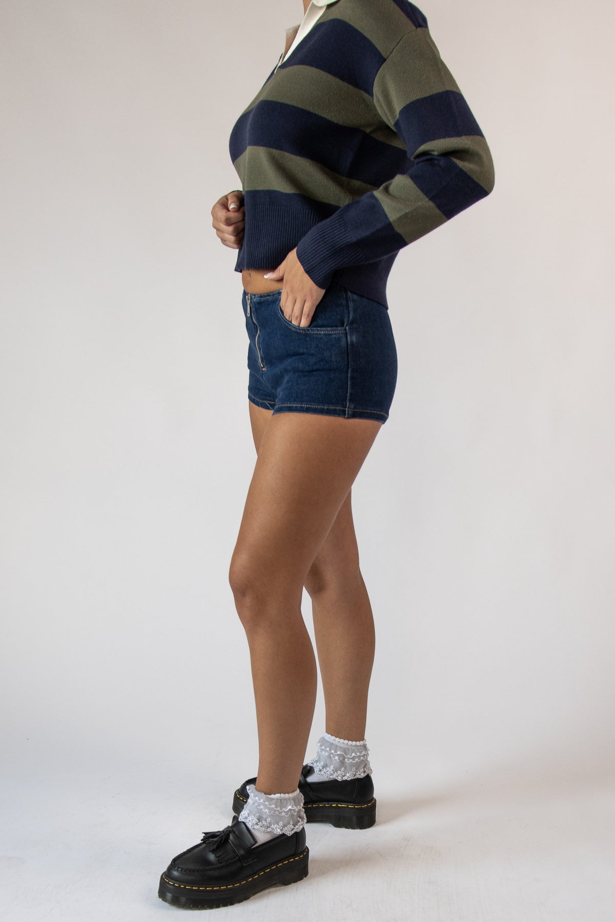 Micro Mini Zip Denim Shorts