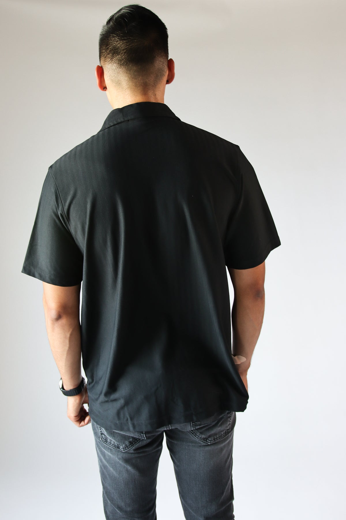 Micro Herringbone Button Up